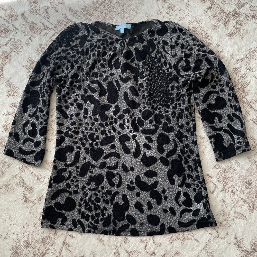 Penmans Gray Black | Animal Print Leopard Print Top | Size M
